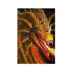 Обложка для паспорта матовая кожа с принтом Дракон , натуральная матовая кожа | размер 19,3 х 13,7 см; прозрачные пластиковые крепления | арт | дракон | огонь