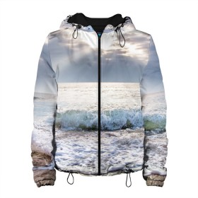 Женская куртка 3D с принтом Закат , ткань верха — 100% полиэстер, подклад — флис | прямой крой, подол и капюшон оформлены резинкой с фиксаторами, два кармана без застежек по бокам, один большой потайной карман на груди. Карман на груди застегивается на липучку | море | небо | океан | пейзаж | солнце