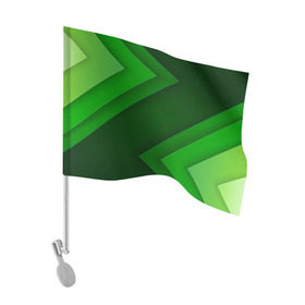 Флаг для автомобиля с принтом Зелёные стрелы , 100% полиэстер | Размер: 30*21 см | геометрия | зеленый | полосы