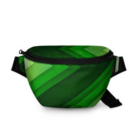 Поясная сумка 3D с принтом Зелёные стрелы , 100% полиэстер | плотная ткань, ремень с регулируемой длиной, внутри несколько карманов для мелочей, основное отделение и карман с обратной стороны сумки застегиваются на молнию | геометрия | зеленый | полосы
