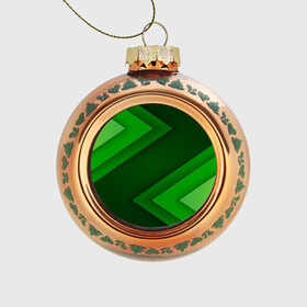 Стеклянный ёлочный шар с принтом Зелёные стрелы , Стекло | Диаметр: 80 мм | геометрия | зеленый | полосы