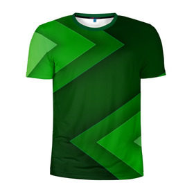Мужская футболка 3D спортивная с принтом Зелёные стрелы , 100% полиэстер с улучшенными характеристиками | приталенный силуэт, круглая горловина, широкие плечи, сужается к линии бедра | геометрия | зеленый | полосы