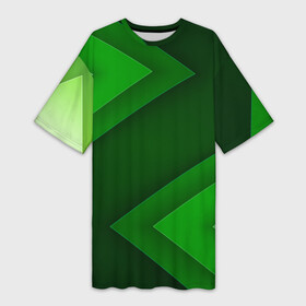 Платье-футболка 3D с принтом Зелёные стрелы ,  |  | геометрия | зеленый | полосы