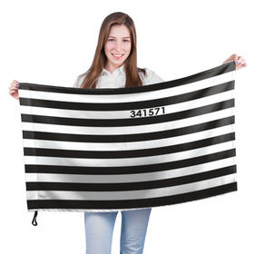 Флаг 3D с принтом Заключенный , 100% полиэстер | плотность ткани — 95 г/м2, размер — 67 х 109 см. Принт наносится с одной стороны | заключенный | полосатый | тюремная форма | форма