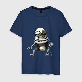 Мужская футболка хлопок с принтом Сумасшедшая лягушка гонщик , 100% хлопок | прямой крой, круглый вырез горловины, длина до линии бедер, слегка спущенное плечо. | Тематика изображения на принте: crazy frog | байкер | мотоцикл