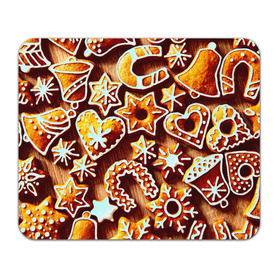 Коврик прямоугольный с принтом Новогоднее печенье , натуральный каучук | размер 230 х 185 мм; запечатка лицевой стороны | Тематика изображения на принте: оранжевый | печенье | сладости | хлебные