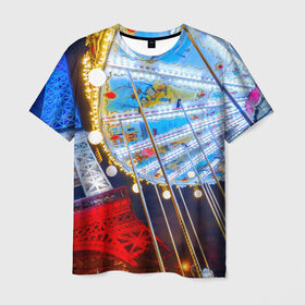 Мужская футболка 3D с принтом Эйфелева башня , 100% полиэфир | прямой крой, круглый вырез горловины, длина до линии бедер | 