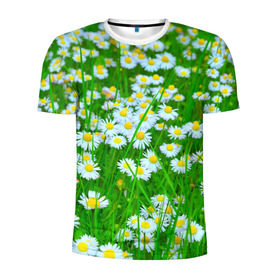 Мужская футболка 3D спортивная с принтом Ромашки , 100% полиэстер с улучшенными характеристиками | приталенный силуэт, круглая горловина, широкие плечи, сужается к линии бедра | поле | природа | ромашка | цветы