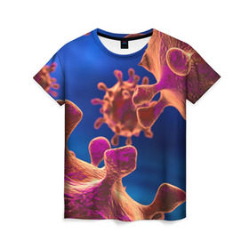 Женская футболка 3D с принтом Бактерия , 100% полиэфир ( синтетическое хлопкоподобное полотно) | прямой крой, круглый вырез горловины, длина до линии бедер | биология | вирус | медицина | микроб