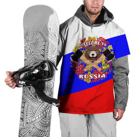 Накидка на куртку 3D с принтом Добро пожаловать в Россию , 100% полиэстер |  | russia | welcome | медведь | россия | хохлома