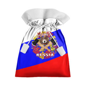 Подарочный 3D мешок с принтом Добро пожаловать в Россию , 100% полиэстер | Размер: 29*39 см | Тематика изображения на принте: russia | welcome | медведь | россия | хохлома