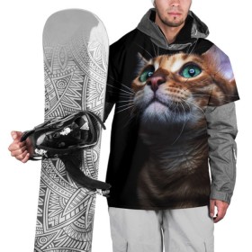 Накидка на куртку 3D с принтом Милый котик , 100% полиэстер |  | Тематика изображения на принте: кошка | темный | фото
