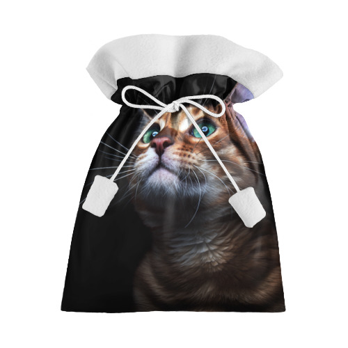 Подарочный 3D мешок с принтом Милый котик , 100% полиэстер | Размер: 29*39 см | Тематика изображения на принте: кошка | темный | фото