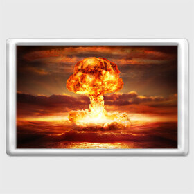 Магнит 45*70 с принтом Атомный взрыв , Пластик | Размер: 78*52 мм; Размер печати: 70*45 | Тематика изображения на принте: агрессия | атомный взрыв | водородная бомба | вспышка | гриб | огонь | пламя | ударная волна | уничтожение | урон | ядерный удар