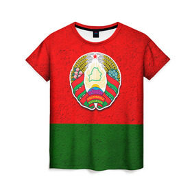 Женская футболка 3D с принтом Белоруссия , 100% полиэфир ( синтетическое хлопкоподобное полотно) | прямой крой, круглый вырез горловины, длина до линии бедер | беларус | беларусь | белорус | белоруссия | белорусский | национальный | нация | флаг | флаги