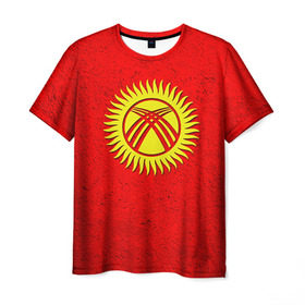 Мужская футболка 3D с принтом Киргизия , 100% полиэфир | прямой крой, круглый вырез горловины, длина до линии бедер | Тематика изображения на принте: киргиз | киргизия | киргизский | кыргызстан | национальный | нация | флаг | флаги
