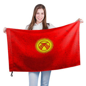Флаг 3D с принтом Киргизия , 100% полиэстер | плотность ткани — 95 г/м2, размер — 67 х 109 см. Принт наносится с одной стороны | киргиз | киргизия | киргизский | кыргызстан | национальный | нация | флаг | флаги