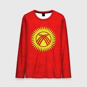 Мужской лонгслив 3D с принтом Киргизия , 100% полиэстер | длинные рукава, круглый вырез горловины, полуприлегающий силуэт | Тематика изображения на принте: киргиз | киргизия | киргизский | кыргызстан | национальный | нация | флаг | флаги
