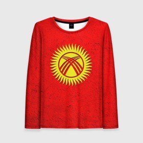 Женский лонгслив 3D с принтом Киргизия , 100% полиэстер | длинные рукава, круглый вырез горловины, полуприлегающий силуэт | киргиз | киргизия | киргизский | кыргызстан | национальный | нация | флаг | флаги