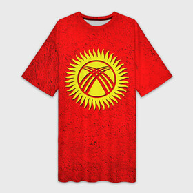 Платье-футболка 3D с принтом Киргизия ,  |  | киргиз | киргизия | киргизский | кыргызстан | национальный | нация | флаг | флаги