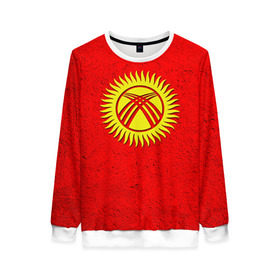 Женский свитшот 3D с принтом Киргизия , 100% полиэстер с мягким внутренним слоем | круглый вырез горловины, мягкая резинка на манжетах и поясе, свободная посадка по фигуре | киргиз | киргизия | киргизский | кыргызстан | национальный | нация | флаг | флаги