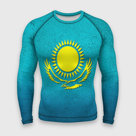 Мужской рашгард 3D с принтом Флаг Казахстана ,  |  | Тематика изображения на принте: казах | казахский | казахстан | национальный | нация | республика | рк | флаг | флаги