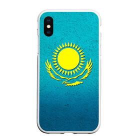 Чехол для iPhone XS Max матовый с принтом Флаг Казахстана , Силикон | Область печати: задняя сторона чехла, без боковых панелей | казах | казахский | казахстан | национальный | нация | республика | рк | флаг | флаги