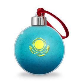 Ёлочный шар с принтом Флаг Казахстана , Пластик | Диаметр: 77 мм | Тематика изображения на принте: казах | казахский | казахстан | национальный | нация | республика | рк | флаг | флаги