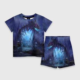 Детский костюм с шортами 3D с принтом Портал ,  |  | дракон | камни | кости | крутая | портал | синяя