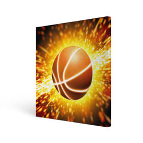 Холст квадратный с принтом Баскетбольный мяч , 100% ПВХ |  | взрыв | искры | огонь | пламя