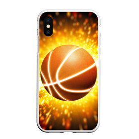 Чехол для iPhone XS Max матовый с принтом Баскетбольный мяч , Силикон | Область печати: задняя сторона чехла, без боковых панелей | Тематика изображения на принте: взрыв | искры | огонь | пламя