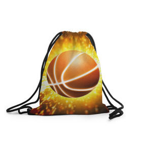 Рюкзак-мешок 3D с принтом Баскетбольный мяч , 100% полиэстер | плотность ткани — 200 г/м2, размер — 35 х 45 см; лямки — толстые шнурки, застежка на шнуровке, без карманов и подкладки | взрыв | искры | огонь | пламя