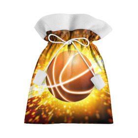 Подарочный 3D мешок с принтом Баскетбольный мяч , 100% полиэстер | Размер: 29*39 см | Тематика изображения на принте: взрыв | искры | огонь | пламя