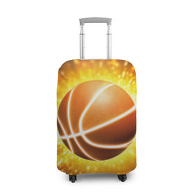 Чехол для чемодана 3D с принтом Баскетбольный мяч , 86% полиэфир, 14% спандекс | двустороннее нанесение принта, прорези для ручек и колес | взрыв | искры | огонь | пламя