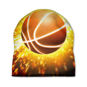 Шапка 3D с принтом Баскетбольный мяч , 100% полиэстер | универсальный размер, печать по всей поверхности изделия | взрыв | искры | огонь | пламя