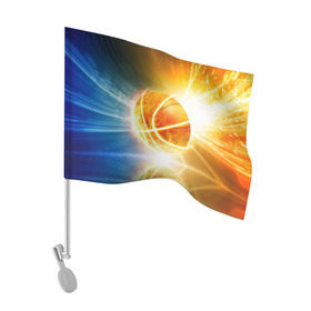 Флаг для автомобиля с принтом Баскетбол - жизнь моя , 100% полиэстер | Размер: 30*21 см | Тематика изображения на принте: streetball | баскетбол | взрыв | мяч | пламя