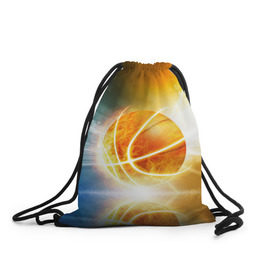 Рюкзак-мешок 3D с принтом Баскетбол - жизнь моя , 100% полиэстер | плотность ткани — 200 г/м2, размер — 35 х 45 см; лямки — толстые шнурки, застежка на шнуровке, без карманов и подкладки | Тематика изображения на принте: streetball | баскетбол | взрыв | мяч | пламя