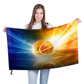 Флаг 3D с принтом Баскетбол - жизнь моя , 100% полиэстер | плотность ткани — 95 г/м2, размер — 67 х 109 см. Принт наносится с одной стороны | Тематика изображения на принте: streetball | баскетбол | взрыв | мяч | пламя