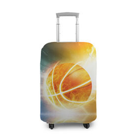 Чехол для чемодана 3D с принтом Баскетбол - жизнь моя , 86% полиэфир, 14% спандекс | двустороннее нанесение принта, прорези для ручек и колес | Тематика изображения на принте: streetball | баскетбол | взрыв | мяч | пламя