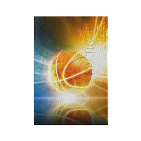 Обложка для паспорта матовая кожа с принтом Баскетбол - жизнь моя , натуральная матовая кожа | размер 19,3 х 13,7 см; прозрачные пластиковые крепления | Тематика изображения на принте: streetball | баскетбол | взрыв | мяч | пламя