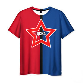 Мужская футболка 3D с принтом ЦСКА , 100% полиэфир | прямой крой, круглый вырез горловины, длина до линии бедер | премьер лига | рфпл | футбол | цска