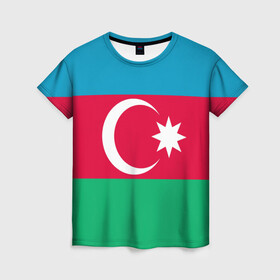 Женская футболка 3D с принтом Азербайджан , 100% полиэфир ( синтетическое хлопкоподобное полотно) | прямой крой, круглый вырез горловины, длина до линии бедер | страна | флаг
