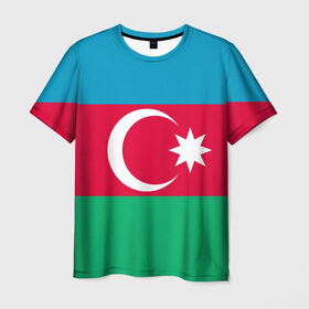 Мужская футболка 3D с принтом Азербайджан , 100% полиэфир | прямой крой, круглый вырез горловины, длина до линии бедер | страна | флаг