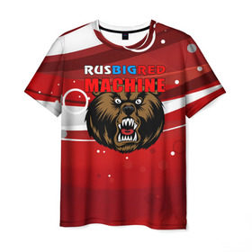 Мужская футболка 3D с принтом Rus big red maсhine , 100% полиэфир | прямой крой, круглый вырез горловины, длина до линии бедер | red maсhine | красная машина | сборная россии | хоккей