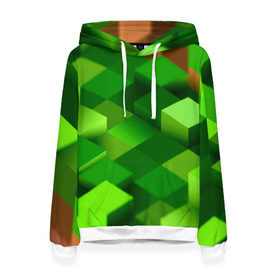 Женская толстовка 3D с принтом Minecraft , 100% полиэстер  | двухслойный капюшон со шнурком для регулировки, мягкие манжеты на рукавах и по низу толстовки, спереди карман-кенгуру с мягким внутренним слоем. | green | зеленый