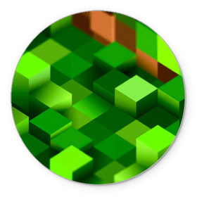 Коврик круглый с принтом Minecraft , резина и полиэстер | круглая форма, изображение наносится на всю лицевую часть | green | зеленый