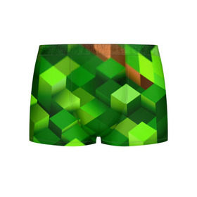 Мужские трусы 3D с принтом Minecraft , 50% хлопок, 50% полиэстер | классическая посадка, на поясе мягкая тканевая резинка | green | зеленый