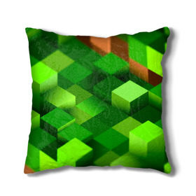 Подушка 3D с принтом Minecraft , наволочка – 100% полиэстер, наполнитель – холлофайбер (легкий наполнитель, не вызывает аллергию). | состоит из подушки и наволочки. Наволочка на молнии, легко снимается для стирки | green | зеленый