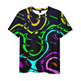 Мужская футболка 3D с принтом Арт метрика , 100% полиэфир | прямой крой, круглый вырез горловины, длина до линии бедер | крги на воде | разводы | разноцветный | яркий