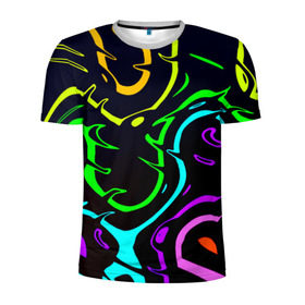 Мужская футболка 3D спортивная с принтом Арт метрика , 100% полиэстер с улучшенными характеристиками | приталенный силуэт, круглая горловина, широкие плечи, сужается к линии бедра | крги на воде | разводы | разноцветный | яркий